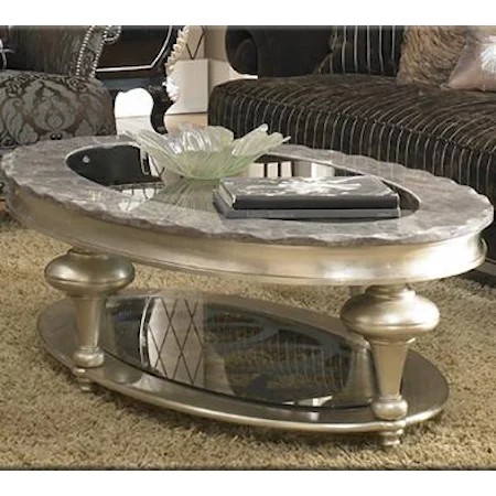 Oval Coffee Table w/ Glass Insert